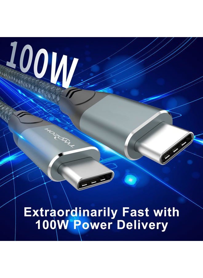 Twozoh كابل USB C 4K 100 وات بطول 10 أقدام (الكل في واحد)، USB 3.2 Gen 2 X 2 20Gbps لنقل البيانات وشحن سريع PD، كابل USB C 3.1 Type C، شاشة فيديو بدقة 4K بمعدل 60 هرتز، سلك مضفر من النايلون لـ Thunderbolt3/4/MacBook/iPad - Image 3