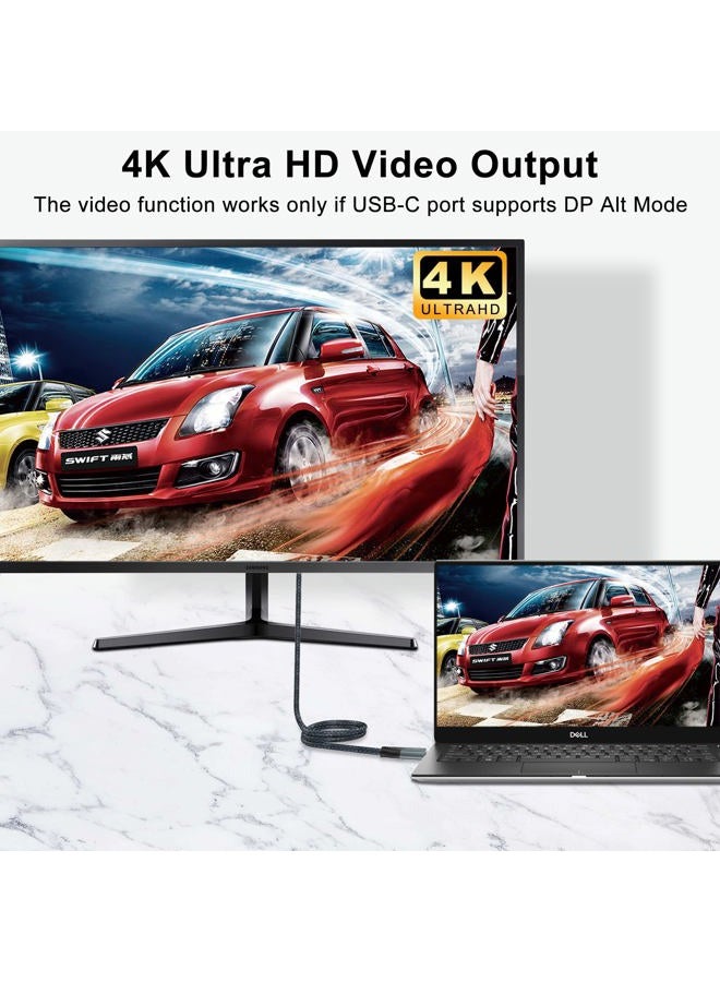 Twozoh كابل USB C 4K 100 وات بطول 10 أقدام (الكل في واحد)، USB 3.2 Gen 2 X 2 20Gbps لنقل البيانات وشحن سريع PD، كابل USB C 3.1 Type C، شاشة فيديو بدقة 4K بمعدل 60 هرتز، سلك مضفر من النايلون لـ Thunderbolt3/4/MacBook/iPad - Image 2