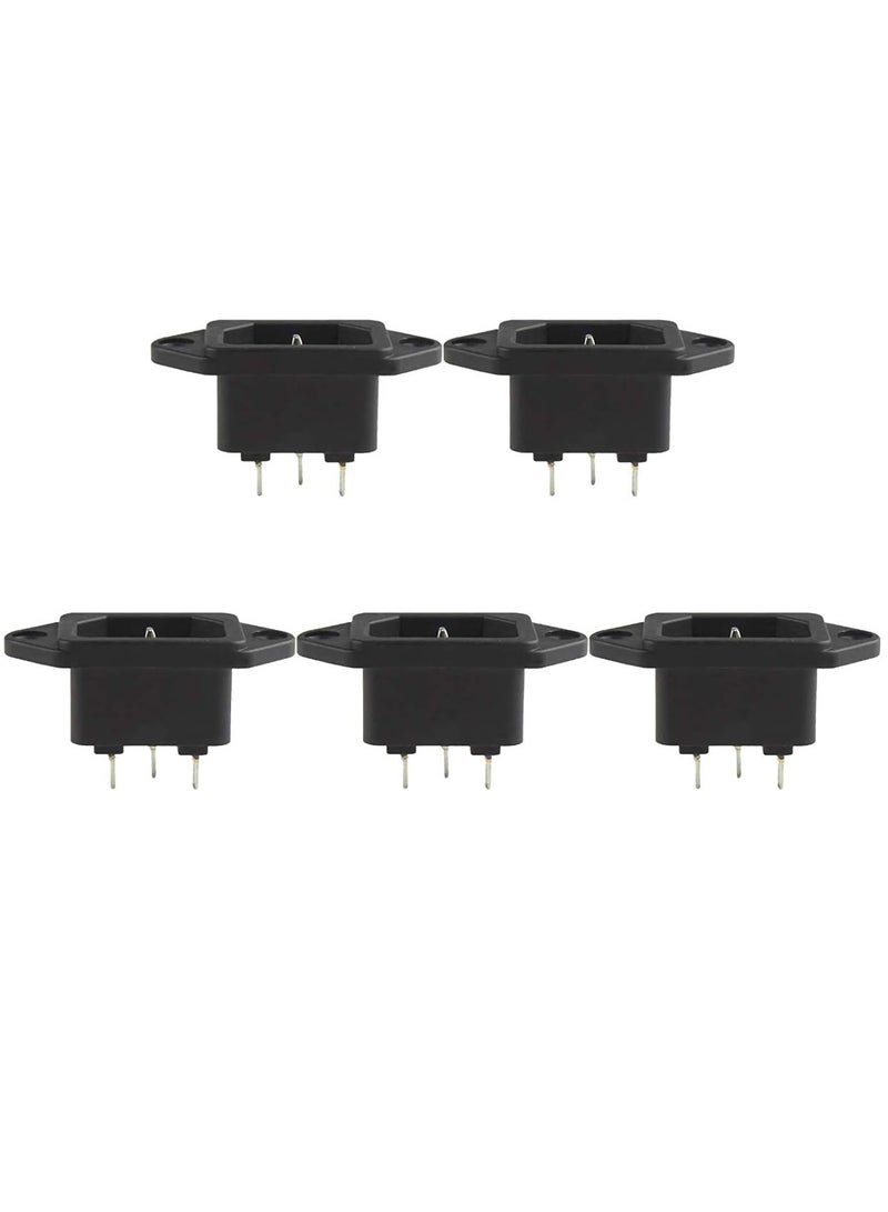 DKURVE C14 Power Socket 3 Terminals Power Adapter Connector 10A 250VAC 5 Pcs - Image 1