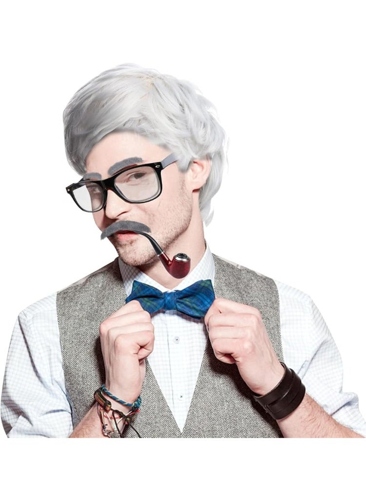 GOGA 100 Days of School Costume Kit - Kids Old Man Grandpa Wig & Outfit Set for Dress Up, Halloween and Cosplay Parties（6PCS） - Image 4