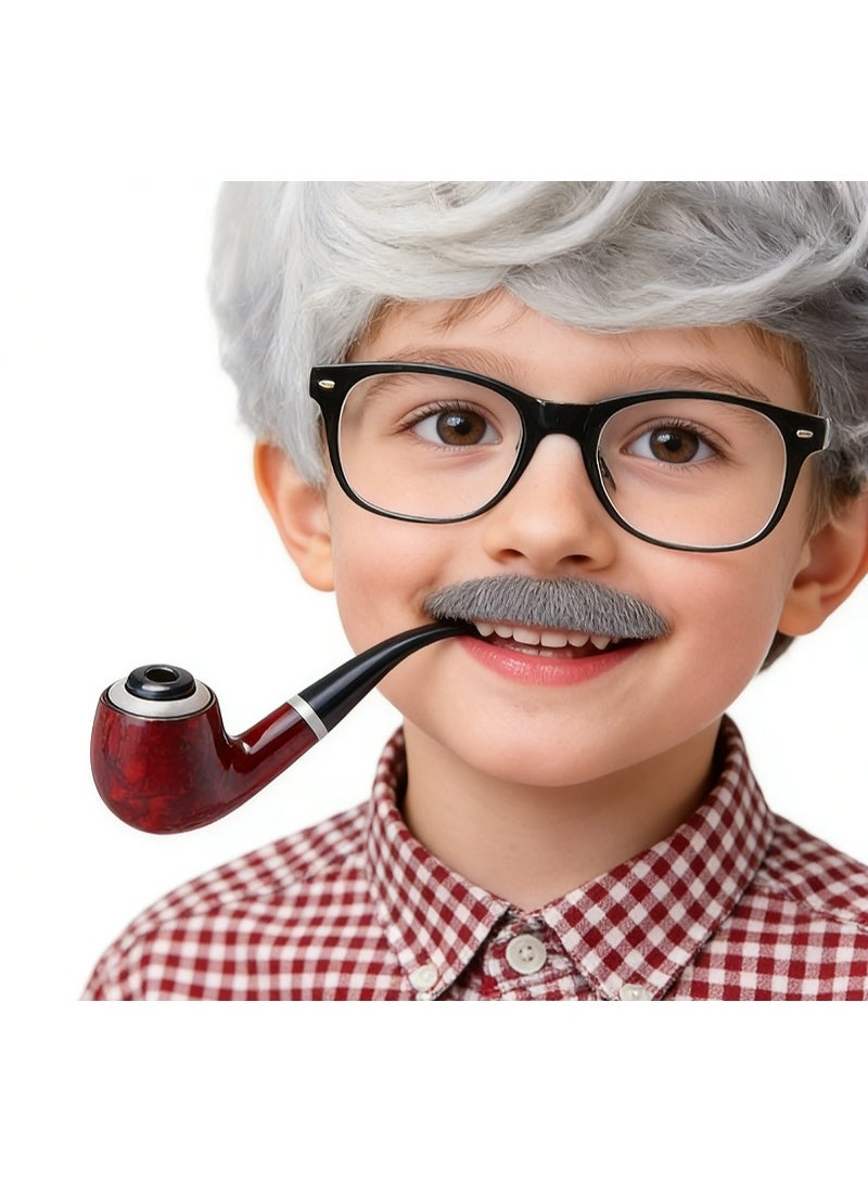 GOGA 100 Days of School Costume Kit - Kids Old Man Grandpa Wig & Outfit Set for Dress Up, Halloween and Cosplay Parties（6PCS） - Image 1