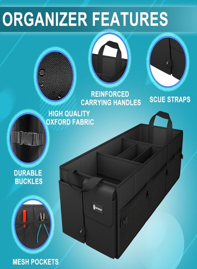 Sposuit Extra Large Trunk Organizer 98L Collapsible Car Storage Trunk Organizer with Removable Dividers & Adjustable Securing Straps for Car SUV Van - Image 3