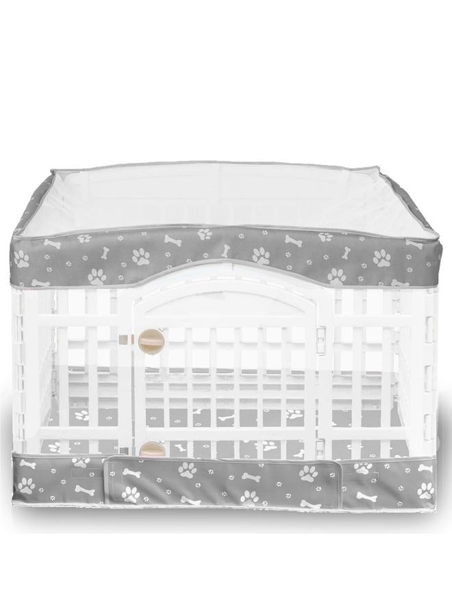 THINMUHAND 2 Pack Dog Playpen Cover and Bottom Pad Fits for 36 Inch 4 Panels Pet Playpen, Dog Crate Pad Puppy Play Pen Cover, Hoop and Loop Design (Note: Playpen Not Included!!!). -Gray - Image 1