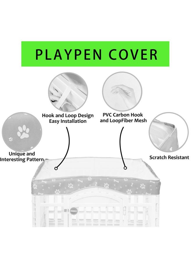 THINMUHAND 2 Pack Dog Playpen Cover and Bottom Pad Fits for 36 Inch 4 Panels Pet Playpen, Dog Crate Pad Puppy Play Pen Cover, Hoop and Loop Design (Note: Playpen Not Included!!!). -Gray - Image 3