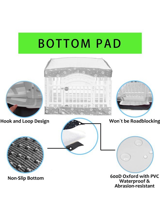 THINMUHAND 2 Pack Dog Playpen Cover and Bottom Pad Fits for 36 Inch 4 Panels Pet Playpen, Dog Crate Pad Puppy Play Pen Cover, Hoop and Loop Design (Note: Playpen Not Included!!!). -Gray - Image 4