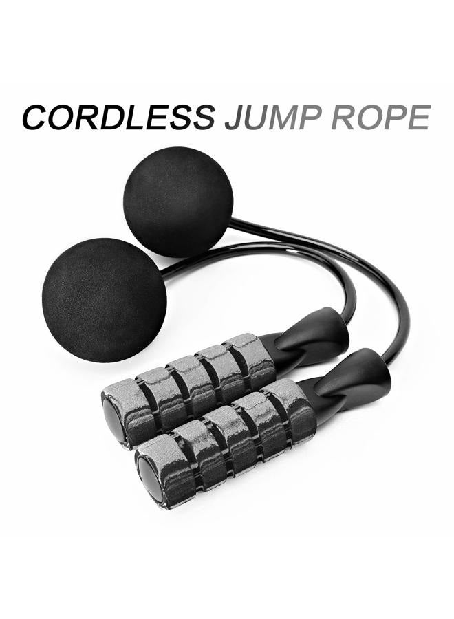 APLUGTEK Jump Rope, Training Ropeless Skipping Rope for Fitness, Adjustable Weighted Cordless Jump Rope for Men Women Kids Grey - Image 2