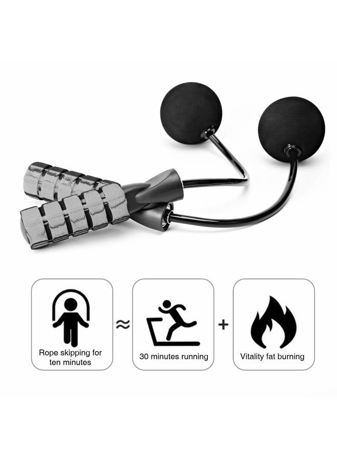 APLUGTEK Jump Rope, Training Ropeless Skipping Rope for Fitness, Adjustable Weighted Cordless Jump Rope for Men Women Kids Grey - Image 3