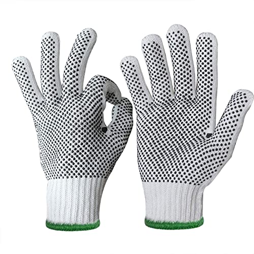 Evridwear Cotton Polyester String Knit Shell Safety Protection Work Gloves for Painter Mechanic Industrial Warehouse Gardening Construction Men & Women 12 Pairs, With Two Side dots, XL Size - Image 2