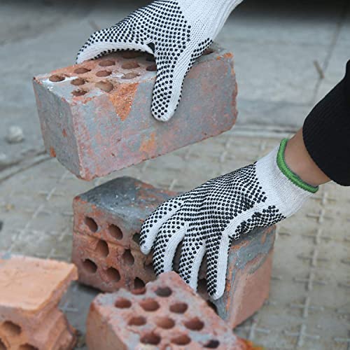 Evridwear Cotton Polyester String Knit Shell Safety Protection Work Gloves for Painter Mechanic Industrial Warehouse Gardening Construction Men & Women 12 Pairs, With Two Side dots, XL Size - Image 5
