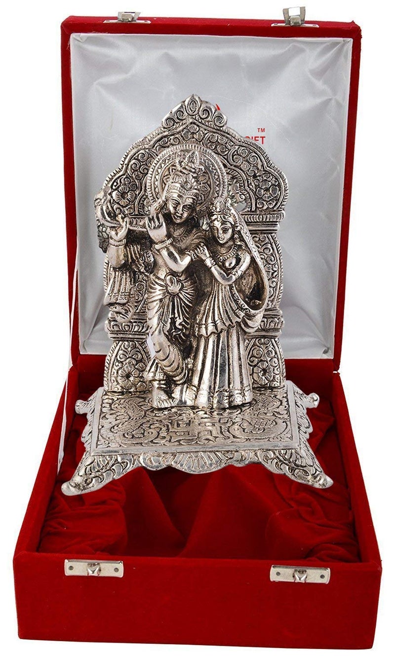INTERNATIONAL GIFT تمثال رادها كريشنا المصنوع من الفضة المطلية من INTERNATIONAL GIFT® للمنزل/هدية | دلالة روحية | رمز الحب والتفاني | يجلب الطاقة الإيجابية | خيار هدية مثالي - Image 1