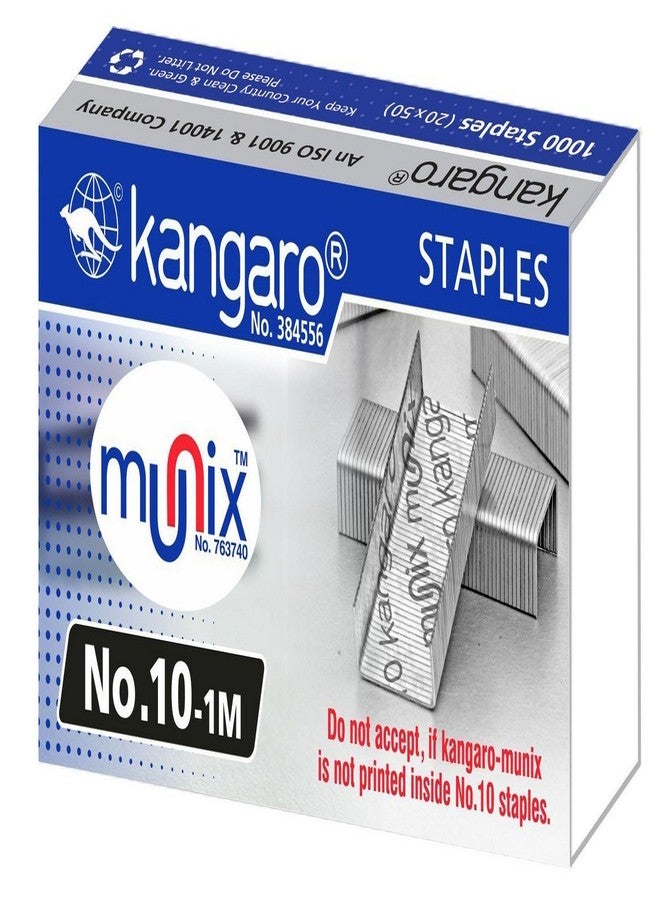 Ondesk Kangaro Desk Essentials NO. 10-1M Heavy Duty Steel Wire Staple Pin | 1000 Staples | Perfect for Office, Home & School | Pack of 20 - Image 1