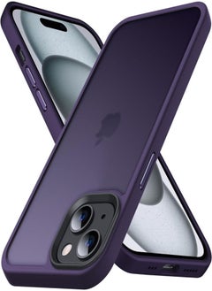 iPhone 15 Case Back Cover,【Full Shockproof Protection】Translucent Matte Back, Slim Phone Cover for Apple 15 (2023)(Purple)