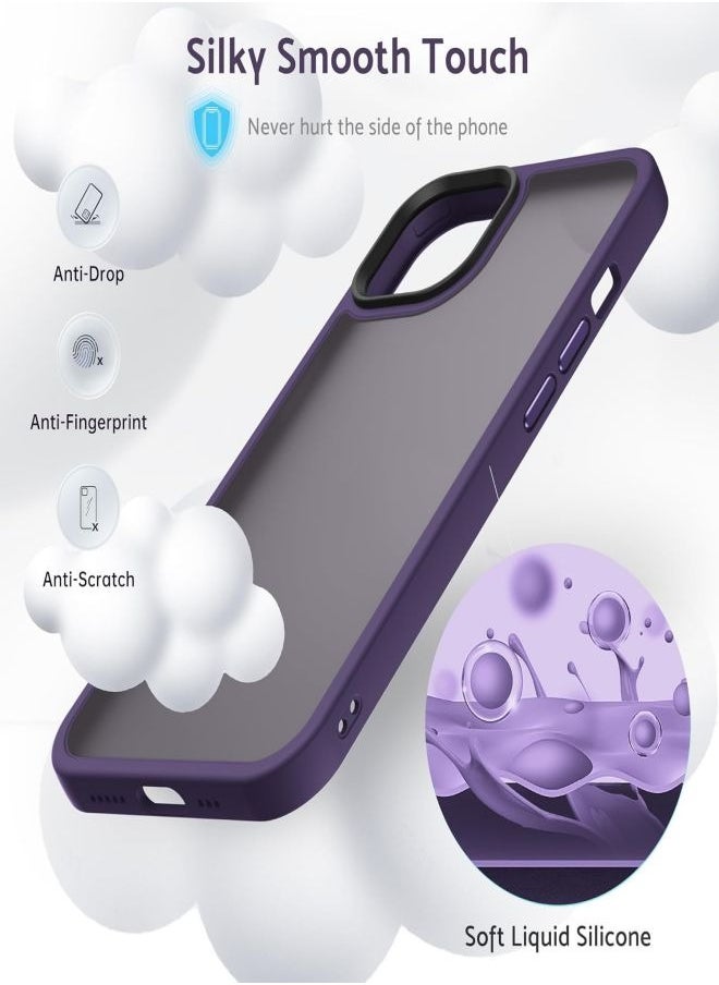 ESCASE - iPhone 15 Case Back Cover,【Full Shockproof Protection】Translucent Matte Back, Slim Phone Cover for Apple 15 (2023)(Purple) - Image 1