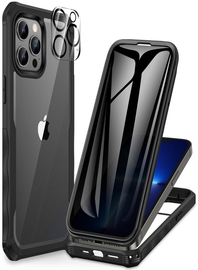 CENHUFO Compatible with iPhone 13 Pro Case Built-in Privacy Screen Protector with Camera Lens Protector, 360° Full Body Shockproof Case for iPhone 13 Pro with Anti Spy Screen -Black - Image 1