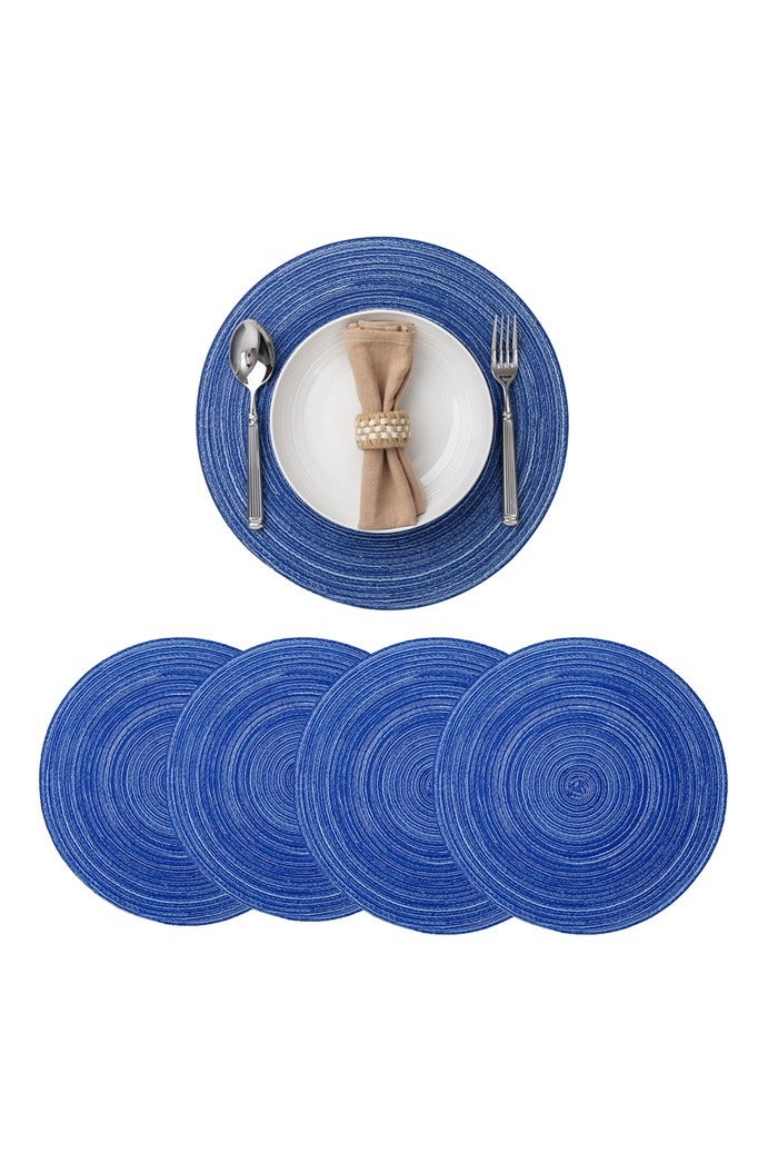 GUSGU 38cm Round Braided Placemats Set of 4 Non Slip Washable Heat Resistant Table Mats Woven Place Mats for Kitchen Dining Table Party Decoration - Image 1