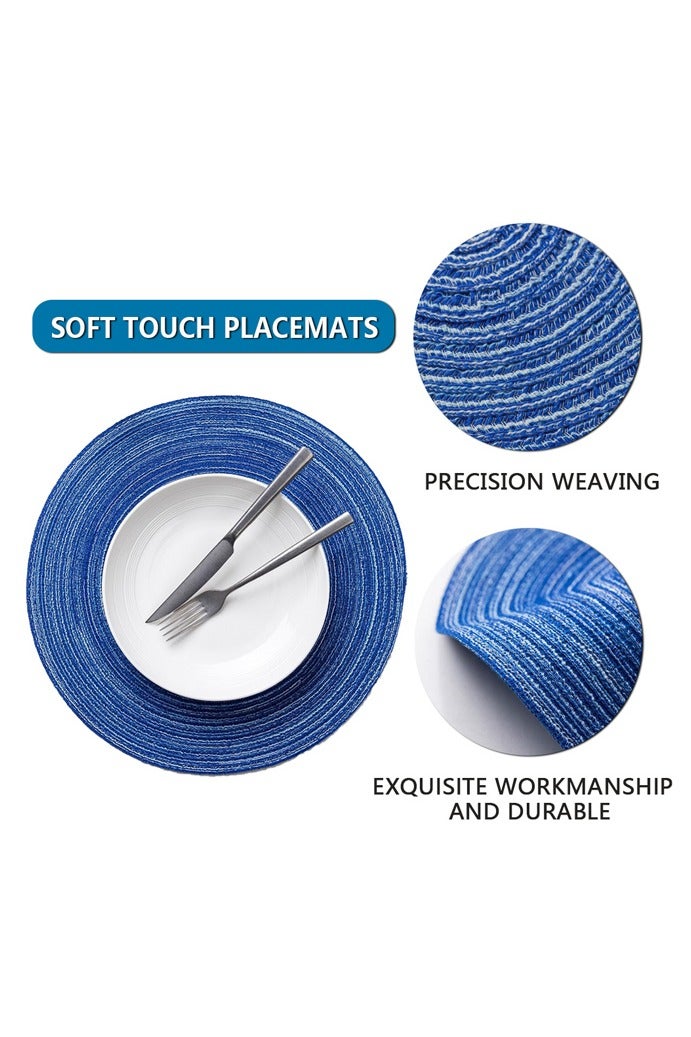 GUSGU 38cm Round Braided Placemats Set of 4 Non Slip Washable Heat Resistant Table Mats Woven Place Mats for Kitchen Dining Table Party Decoration - Image 2