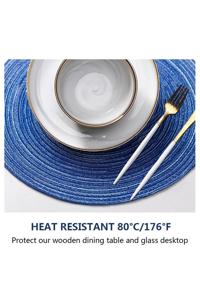GUSGU 38cm Round Braided Placemats Set of 4 Non Slip Washable Heat Resistant Table Mats Woven Place Mats for Kitchen Dining Table Party Decoration - Image 3
