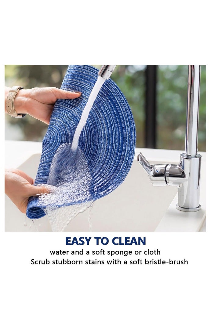 GUSGU 38cm Round Braided Placemats Set of 4 Non Slip Washable Heat Resistant Table Mats Woven Place Mats for Kitchen Dining Table Party Decoration - Image 4