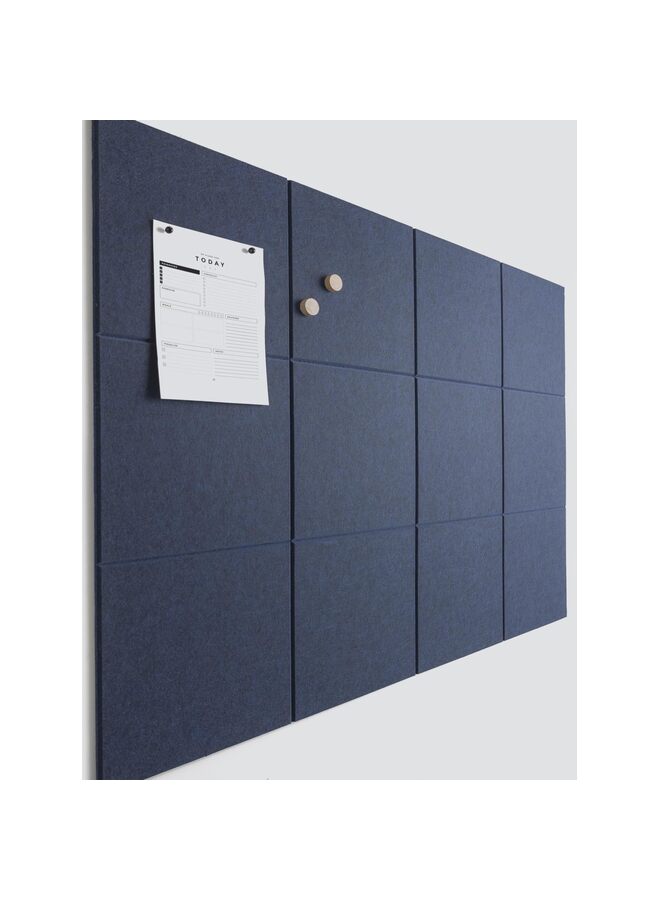 Large Cork Board for Office Black Felt Board Alternative - Felt Bulletin Board Tiles for Office Wall Decor, Push pin Board Wall Organizer for Office - Pack of 12 (Navy Blue) - Image 1