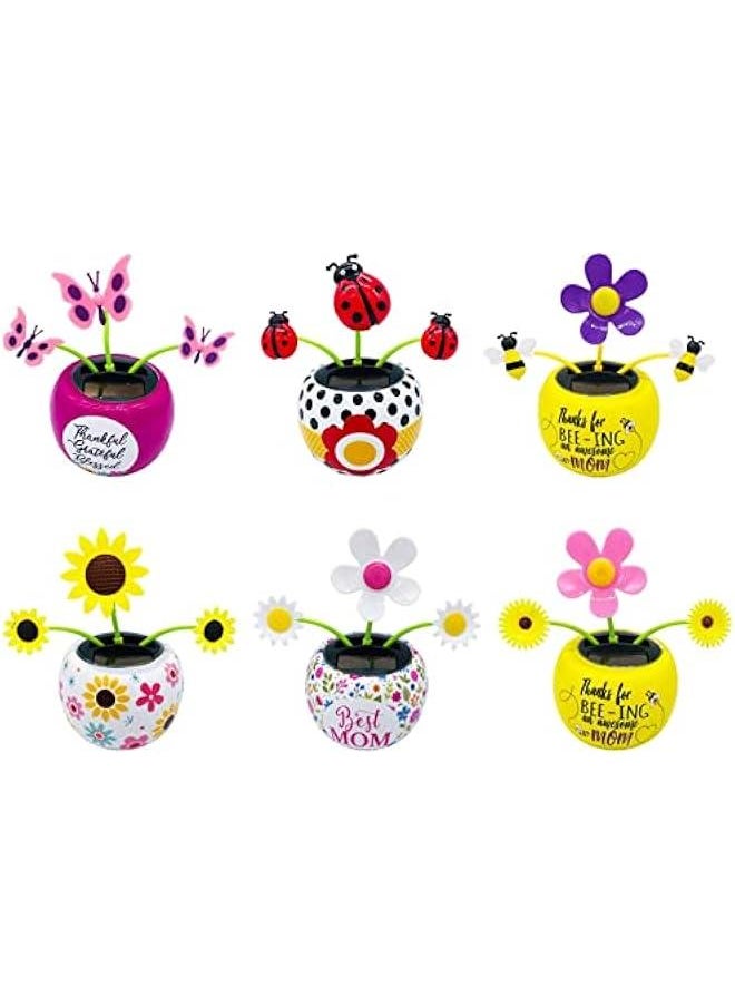 Solar Sunflower Dancing Toy Swinging Flower Insect erfly in Colorful Pots for Car Interior Dashboard Decoration Office Desktop Home Ornament  - Image 2