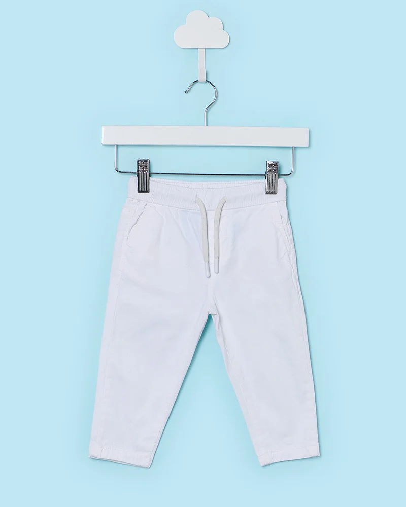 Redtag Infant Boys White Solid Joggers