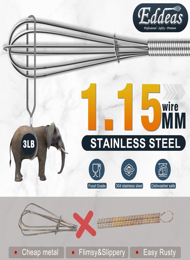 Eddeas Small Whisk Stainless Steel, Mini wire whisk 3 Pieces, 5in, 6in & 7in Tiny Whisks Perfect for Whisking, Beating, Mixing Sauces & Blending Ingredients. - Image 3