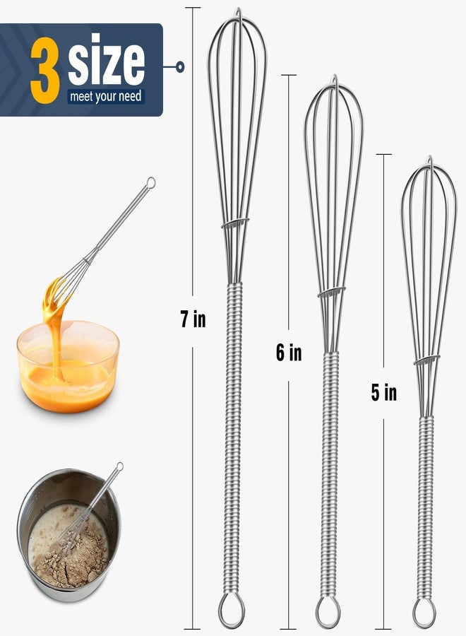 Eddeas Small Whisk Stainless Steel, Mini wire whisk 3 Pieces, 5in, 6in & 7in Tiny Whisks Perfect for Whisking, Beating, Mixing Sauces & Blending Ingredients. - Image 4