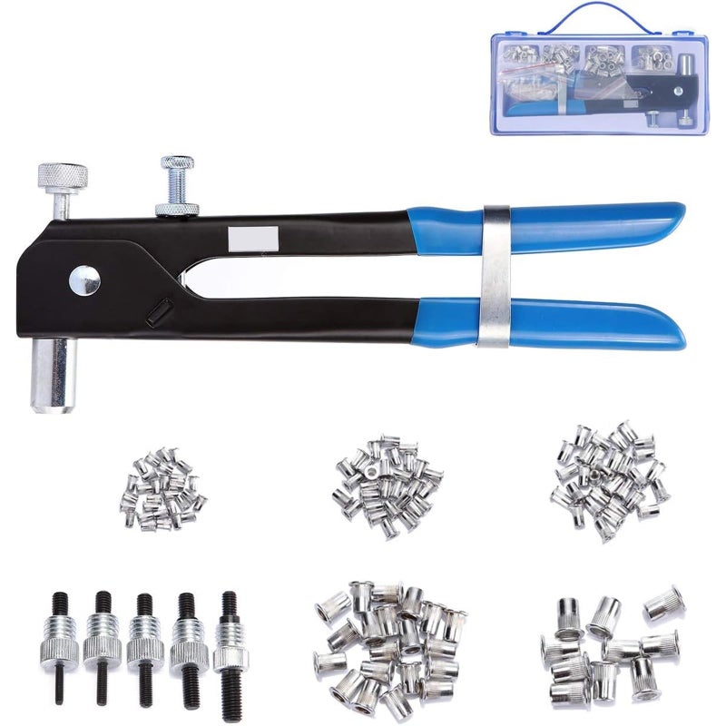 مجموعة أدوات تثبيت صواميل البرشام مكونة من 86 قطعة، تتضمن مفتاح ربط يدوي، ومفتاح ربط ملولب، وصواميل برشام M3/M4/M5/M6/M8 - Image 2