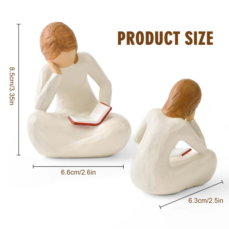 Cuayaes Reading Thinker Statue Book Lover Gifts for Women Readers, Graduates, Students, Teachers, Bookshelf Decor Aesthetic Sculpture Home Decor for Shelves Desk Office Living Room - Image 3