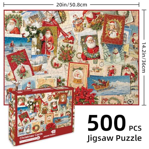 Libeder Christmas Puzzles for Adults 500 PiecesChristmas Cards Collection Jigsaw Puzzle Fun and Challenging Family Game Party Gift Toy for Adults Seniors - Image 5