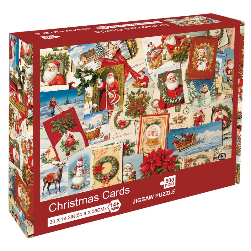 Libeder Christmas Puzzles for Adults 500 PiecesChristmas Cards Collection Jigsaw Puzzle Fun and Challenging Family Game Party Gift Toy for Adults Seniors - Image 3