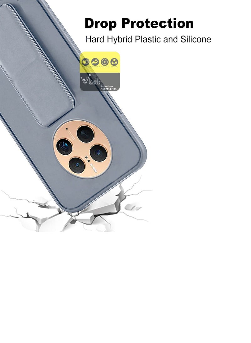 دبليو تيك جراب حزام الإصبع بمقبض يدوي وحامل متعدد مغناطيسي للسيارة لهاتف Huawei Mate 50 Pro 4G 2022 رمادي - Image 5