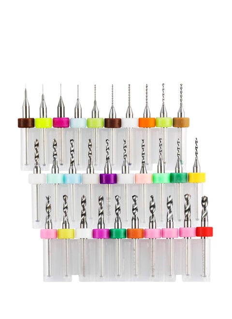 30 ثنائي الفينيل متعدد الكلور بت مجموعات ، yakumuz 0.1mm-3.0mm ، 1 / 8 بوصة مقبض دوامة الأخدود التصنيع باستخدام الحاسب الآلي الحفر بت ، لوحات الدوائر المطبوعة مجوهرات التصنيع باستخدام الحاسب الآلي الحفر