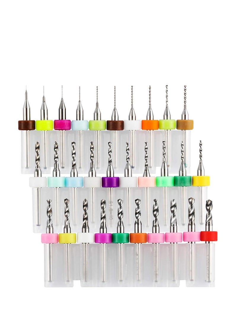 30 ثنائي الفينيل متعدد الكلور بت مجموعات ، yakumuz 0.1mm-3.0mm ، 1 / 8 بوصة مقبض دوامة الأخدود التصنيع باستخدام الحاسب الآلي الحفر بت ، لوحات الدوائر المطبوعة مجوهرات التصنيع باستخدام الحاسب الآلي الحفر