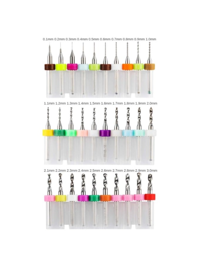 30 ثنائي الفينيل متعدد الكلور بت مجموعات ، yakumuz 0.1mm-3.0mm ، 1 / 8 بوصة مقبض دوامة الأخدود التصنيع باستخدام الحاسب الآلي الحفر بت ، لوحات الدوائر المطبوعة مجوهرات التصنيع باستخدام الحاسب الآلي الحفر