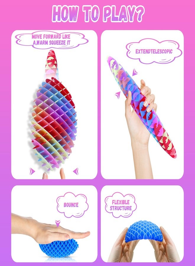 oyeftp Fidget Toy, Big Fidget Toys Adults and Teens, Funny Stretchy Sensory Stress Toy, Fidget Sensory Squeeze Toys, Relieves Stress and Anxiety Finger Toys for Teens with Autism ADHD-(Pink) - Image 3