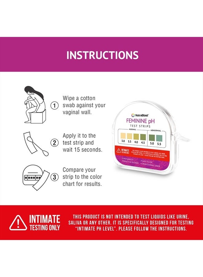 NutraBlast Feminine pH Test Strips 3.0-5.5 | Monitor Intimate Health | Easy to Use & Accurate Women's Acidity & Alkalinity Balance pH Level Tester Kit (100 Tests Roll) - Image 2
