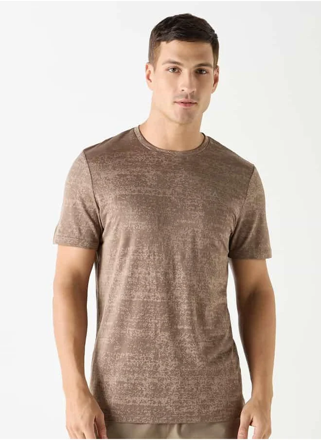 ADOT Textured Crew Neck T-shirt with Short Sleeves