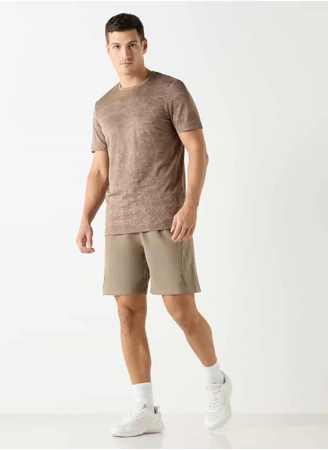 ADOT Textured Crew Neck T-shirt with Short Sleeves