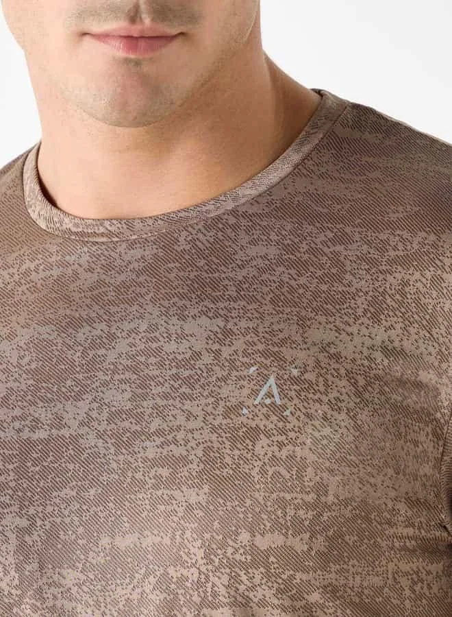 ادوت من سبلاش Textured Crew Neck T-shirt with Short Sleeves