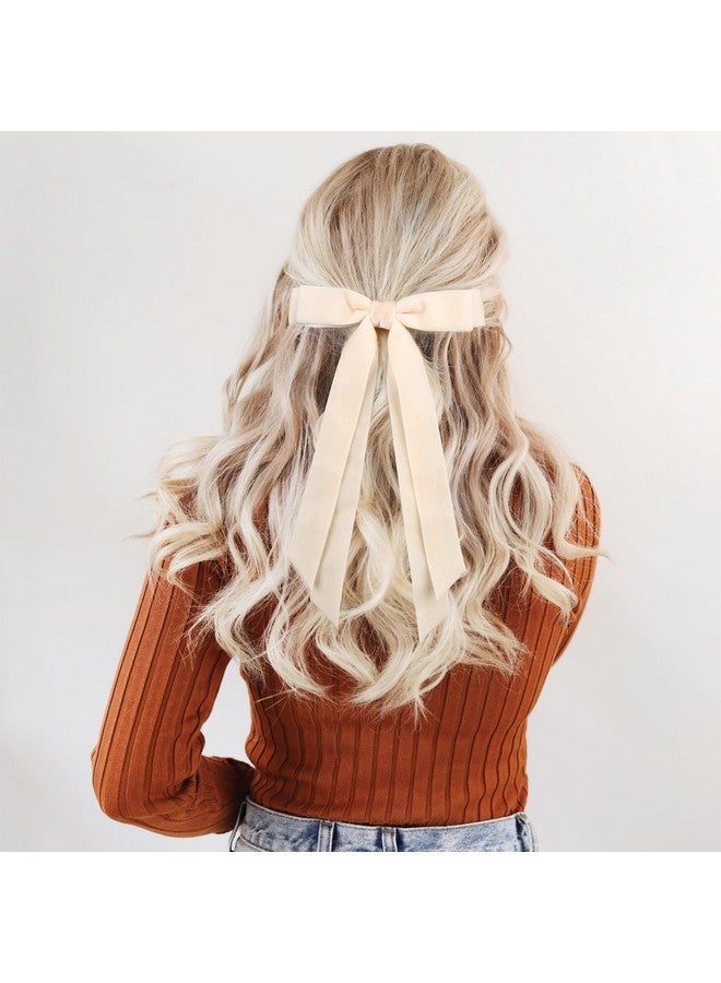 Aileam 2PCS Velvet Hair Bows Ribbon Hair Clip Black Beige Accessories Ponytail Holder Accessories Slides Metal Clips Hair Bow for Women Girls Toddlers Teens Kids - Image 2