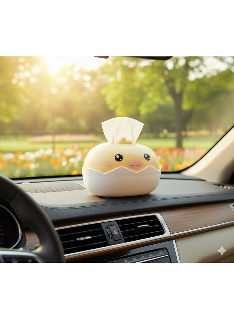 Cute Chick Tissue Box Holder - Kawaii Egg Shell Design - Practical Plastic Tissue Dispenser - Perfect for Kids Room, Office & Car Decor. - Image 2