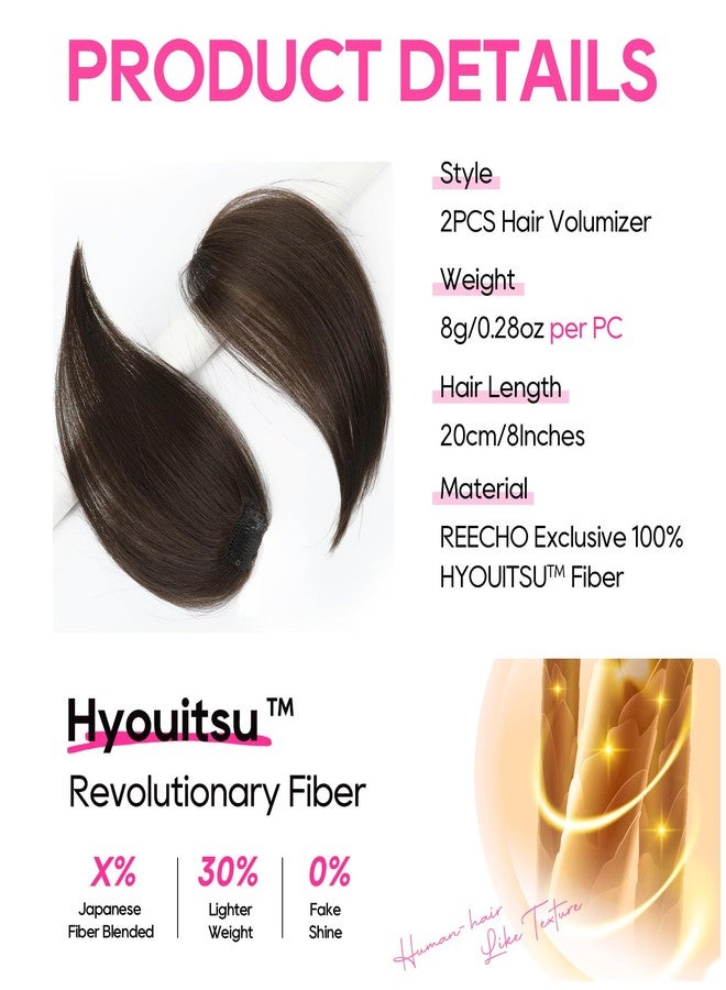 REECHO Clip in Hair Volumizer, Short Thick Clip in Hairpieces Adding Extra Hair Volume Extensions for Women with Thin Fine (Chocolate Brown, 8 Inch(Pack of 2)) - Image 2