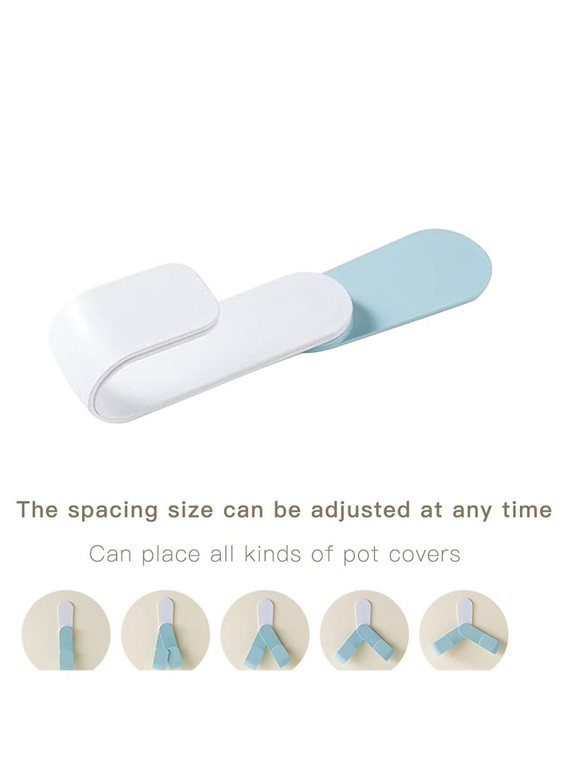 MOMISY MOMISY Plastic Self Adhesive Pot Lid Holder NoPunch WallMounted Rotatable Rack Hanging Pan Cover Organizer Kitchen Tools Blue Hook  - Image 2