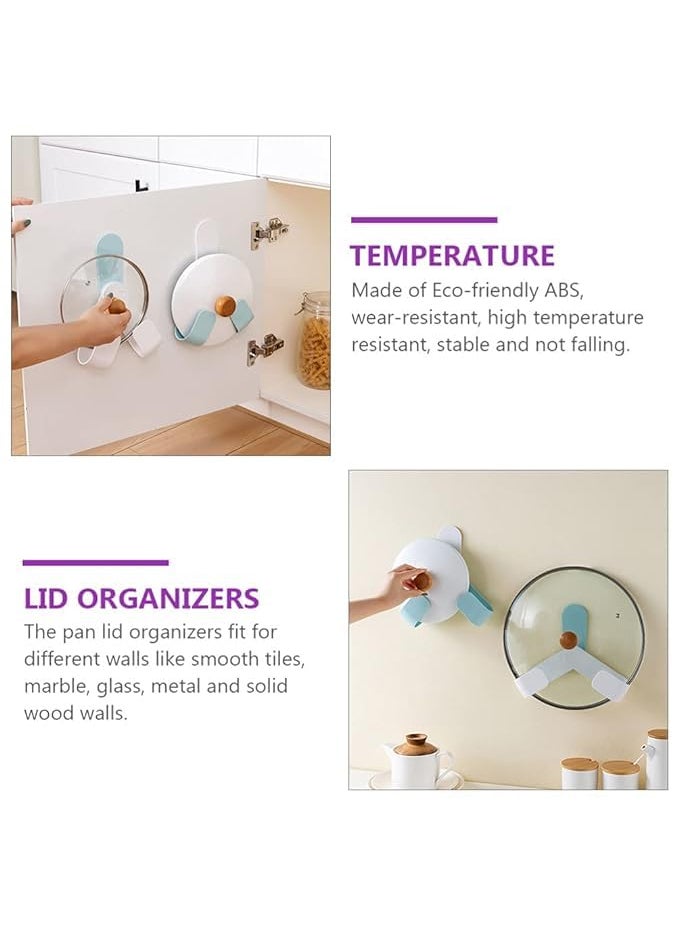 MOMISY MOMISY Plastic Self Adhesive Pot Lid Holder NoPunch WallMounted Rotatable Rack Hanging Pan Cover Organizer Kitchen Tools Blue Hook  - Image 3