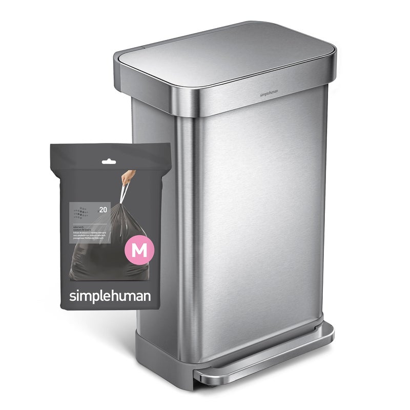 simplehuman Code M 40 Count  Genuine Odorsorb Custom Fit Liners  Drawstring Odor Absorbing Trash Bags in Dispenser Packs  45 Liter / 12 Gallon - Image 5