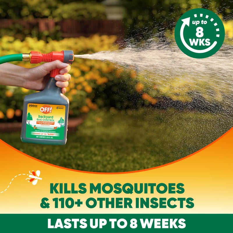OFF! Backyard Bug Control Pretreat, 32 oz, 1 CT, Outdoor Bug Treatment, Covers up to 16,000 sq. ft., Kills for up to 8 Weeks, with a Convenient Hose Connection - Image 4