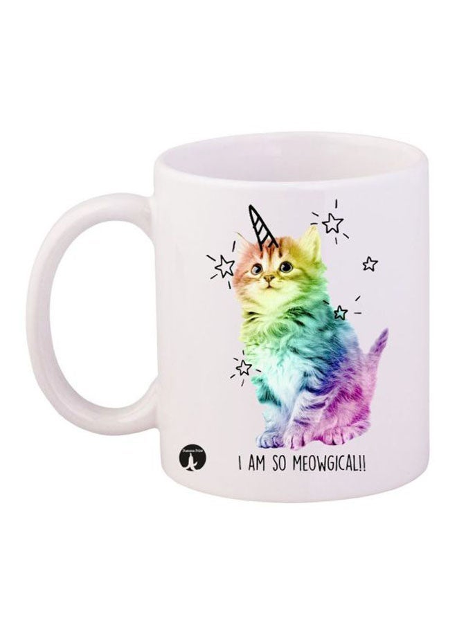 RYN Cat Printed Mug White/Blue/Purple 11ounce