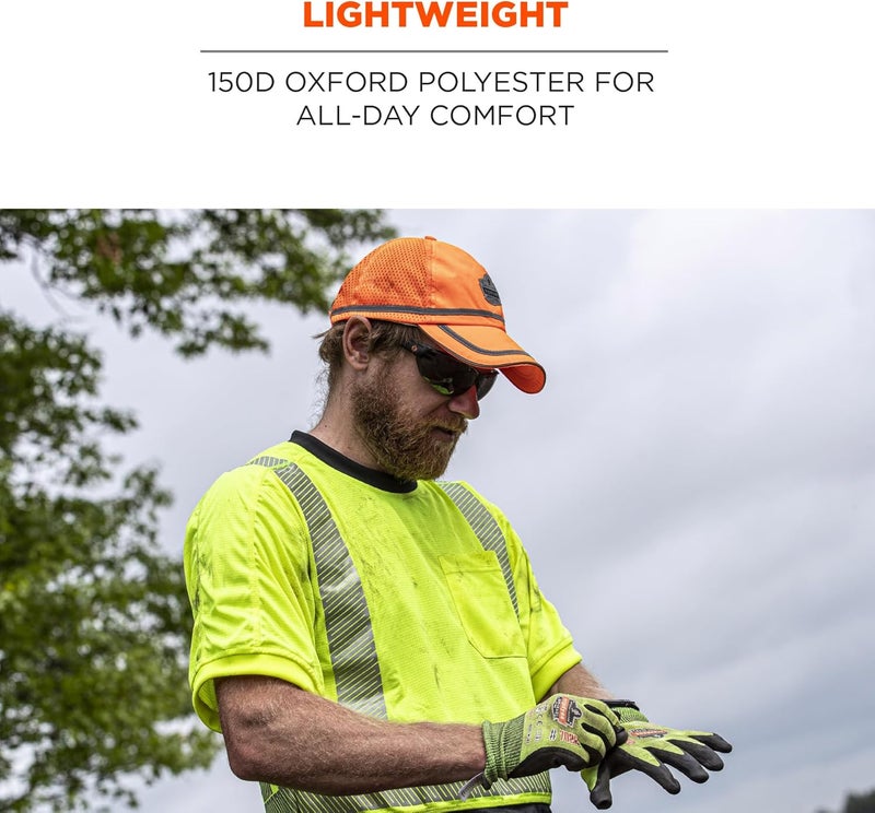 Ergodyne GloWear 8930 High Vis Baseball Hat Breathable Mesh Paneling Reflective Trim for Enhanced VisibilityOrange - Image 3