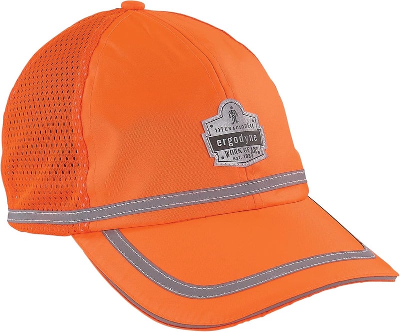 Ergodyne GloWear 8930 High Vis Baseball Hat Breathable Mesh Paneling Reflective Trim for Enhanced VisibilityOrange - Image 1